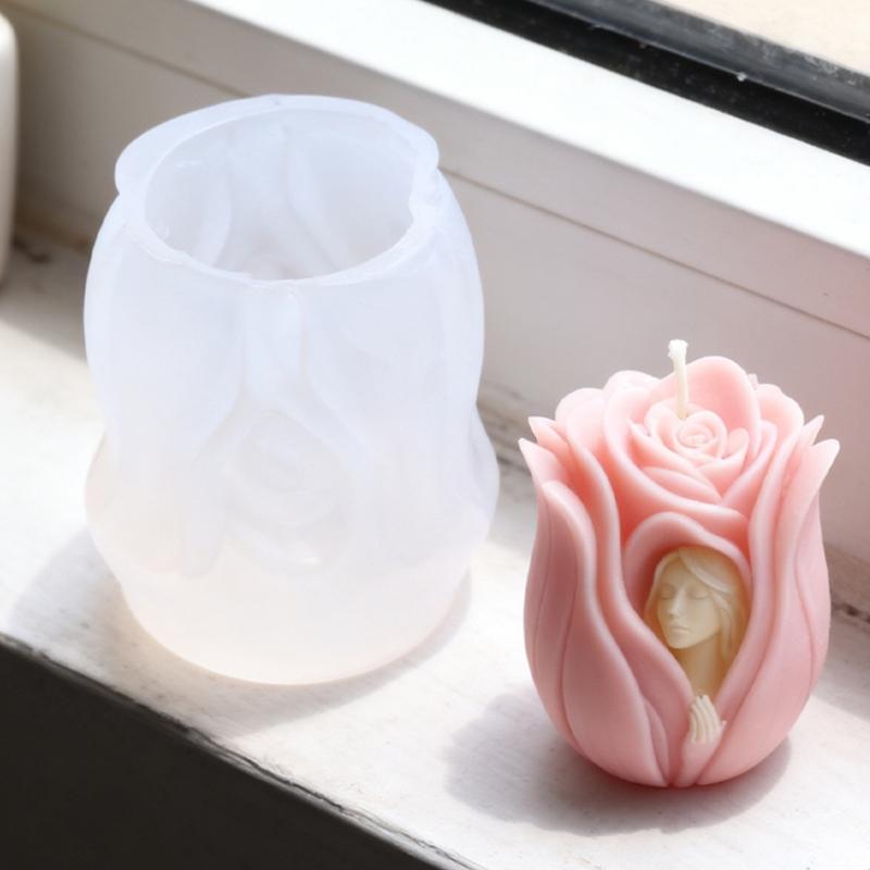 Rose Goddess Silicone Candle Molds Temperature Resistant For Making Candle Soap Wedding Decoration Valentines Day Gift
