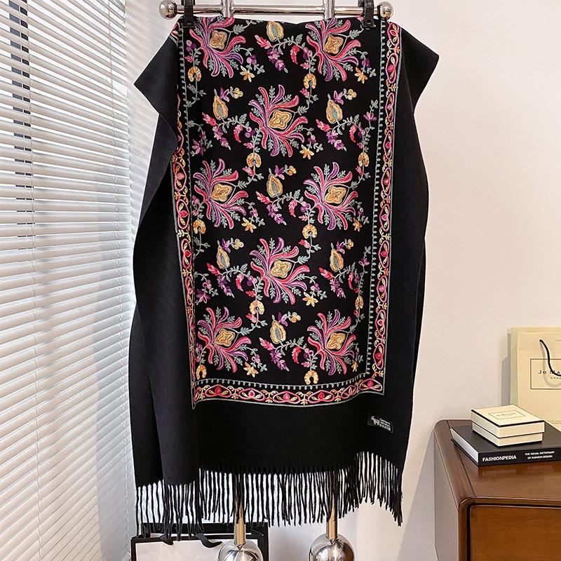 

Розкішний Високоякісний Вишитий Шарф Елегантний Жіночий Зимовий Товстий Теплий Шийний Пашміна Довгий Бахромчастий Шарф Леді Плед М яка Шаль