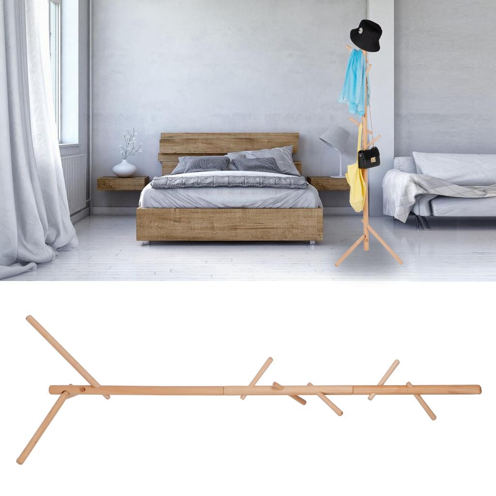 Wolnostojący drewniany stojak na płaszcze, wieszak na kapelusze z 6 haczykami do dekoracji przedpokoju