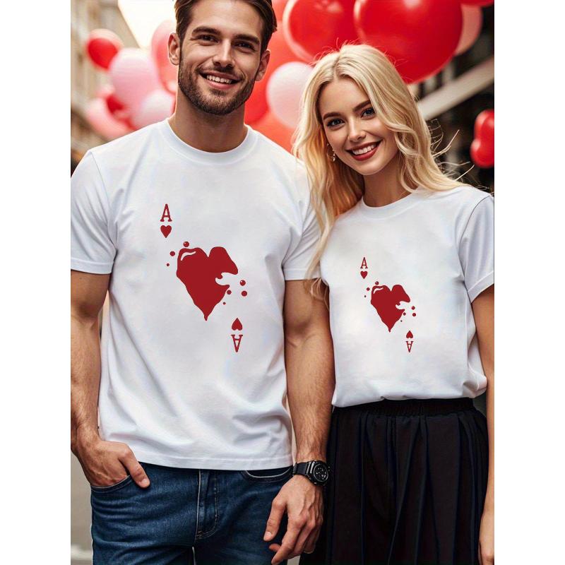 1PCS Valentine s Day Limited Couple T-shirt Versatile Homewear & Outerwear Top S
