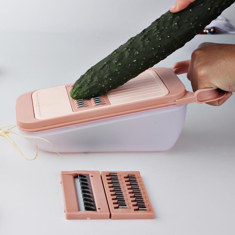 Kitchen Vegetable Cutter Grater 6 in 1 Shredders Multi Slicer Peeler with Basket Fruit Potato Chopper Multifunctional Gadgets