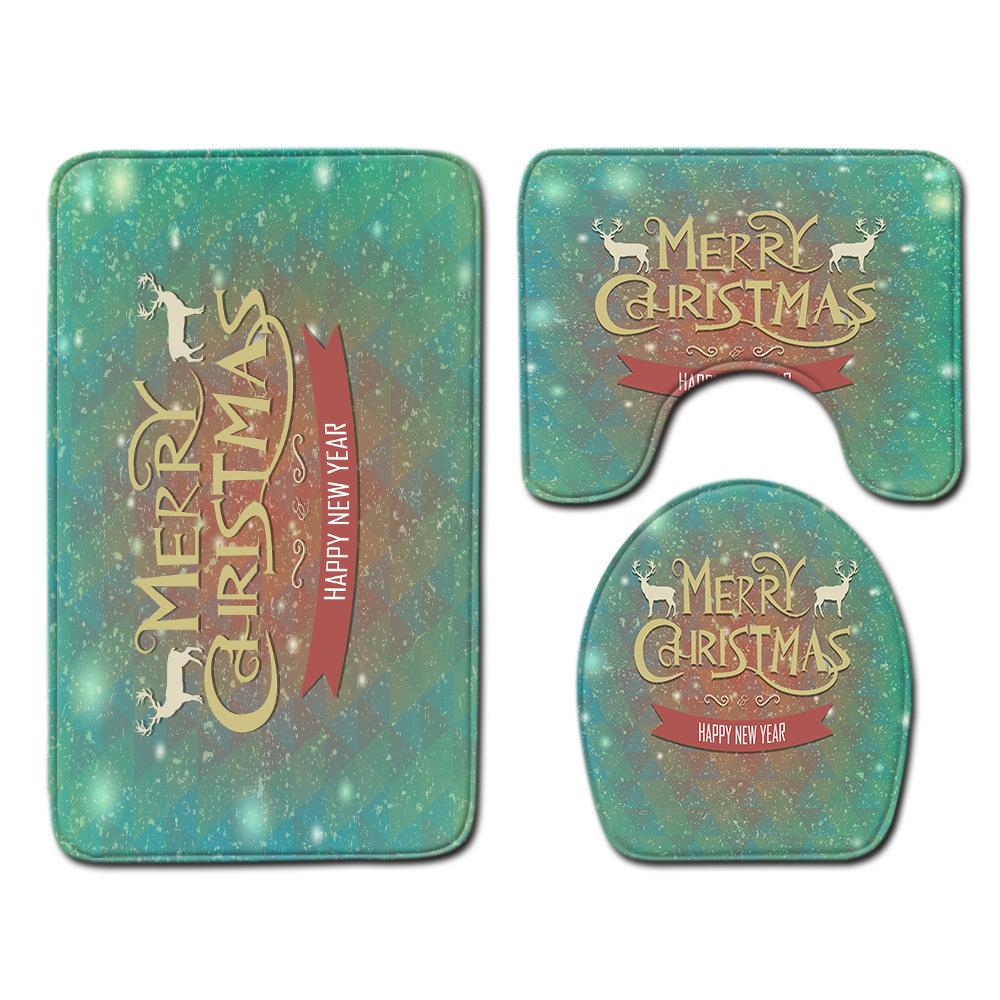 Christmas Bathroom Floor Mat Toilet Three-Piece Set