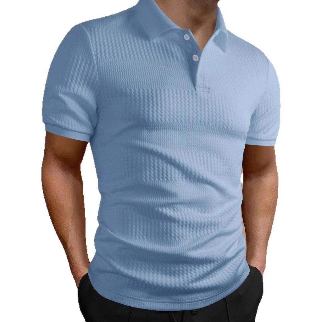 Men's Short Sleeve Polo Shirt Classic Collar Button Placket Textured Fabric Multi Color Casual Top