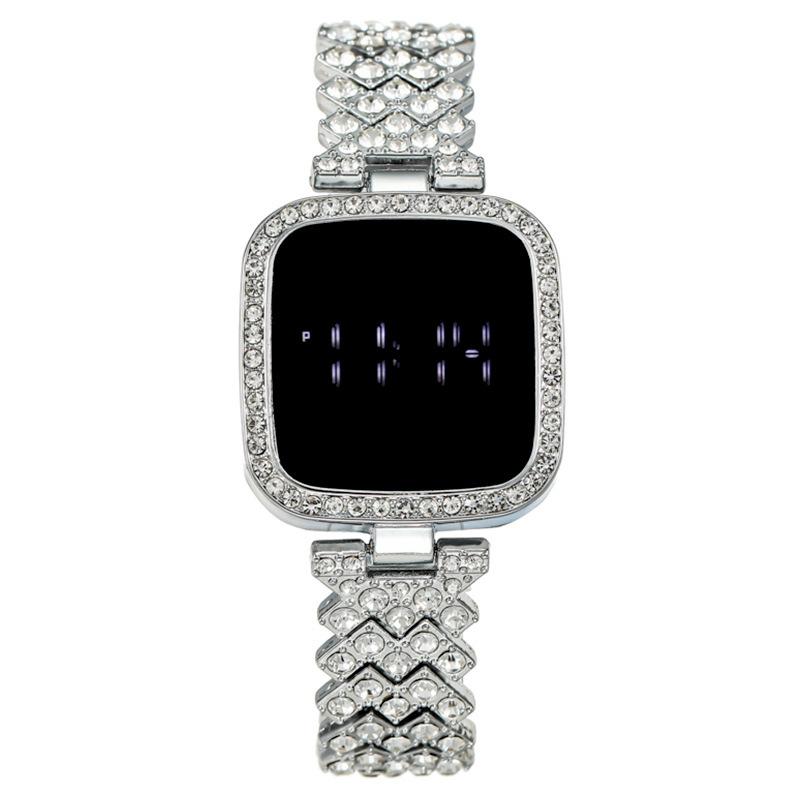 Fashion Square Diamond-Encrusted Women S Watch Women S Watch Led Touch Screen Electronic Watch Watch серебряный
