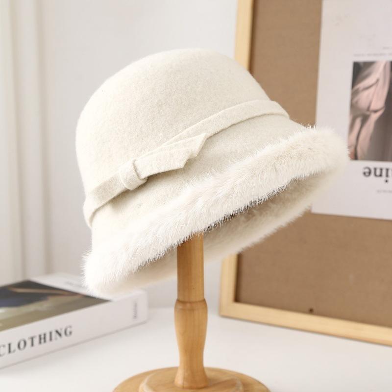 Fashion Plush Hat Women's Autumn and Winter Rough Edge Bucket Hat Thickened Warm Ear Protector Basin Hat Bucket Hat