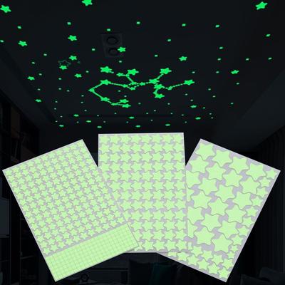 Party Supplies Kids Bedroom Stars Dots Fluorescent Decals Glow In Dark Luminous Wall Stickers
