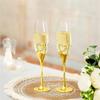 Bröllopschampagneglas Hjärtan Inuti Guldiga Skålar Vinglas Bägare Fest Älskare Jubileum Alla hjärtans dag Gåvor