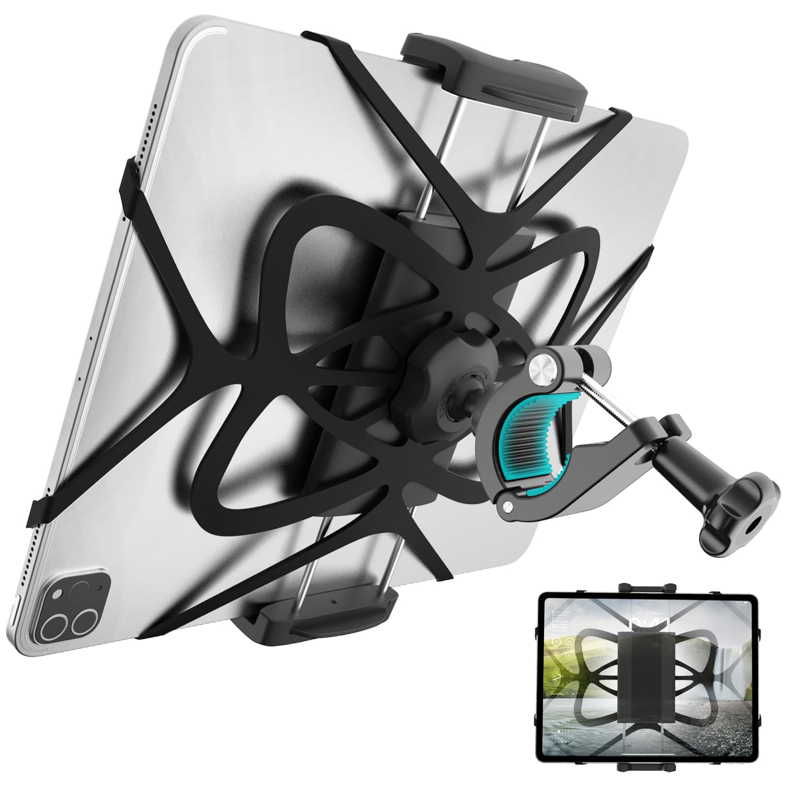 

Велосипедный держатель для планшета Wukanleng с силиконовым ремешком для усиленных тренировок Планшет Велосипед Смартфон Японская инструкция Совместим со всеми чёрный