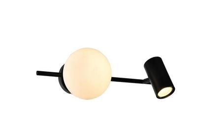 NETTLIFE Spot - 2 Adjustable Heads, Black, Metal, GU10 Base, with a Milky White Spherical Lampshade