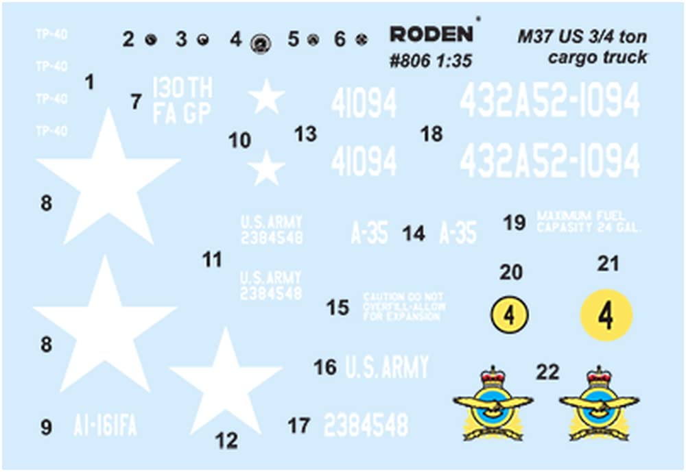 Roden 1/35 Scale US Army Dodge M37 4WD Cargo Truck 1950-1960 Plastic Model Kit RE35806