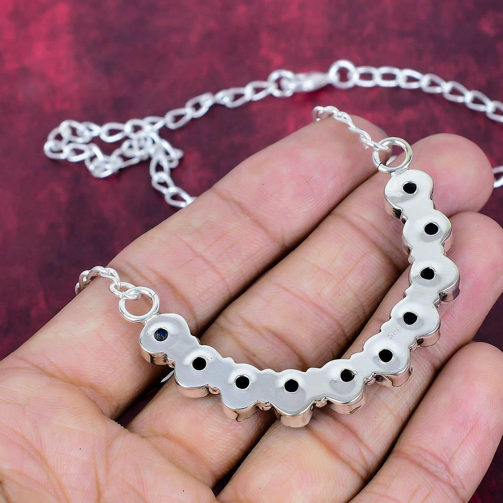 Lapislazuli Halskette Handgefertigter Schmuck, 925 Sterling Silber Halskette Designer Edelstein Schmuck Verstellbare Kette Halskette Geschenk für Mama