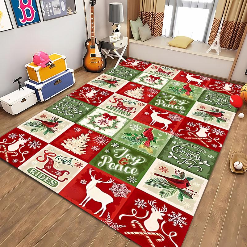 3D Christmas Cartoon Carpet, Living Room Bedroom Home Decor Carpet Garden Lawn Carpet Kitchen Kids Bedroom Mat Christmas Present