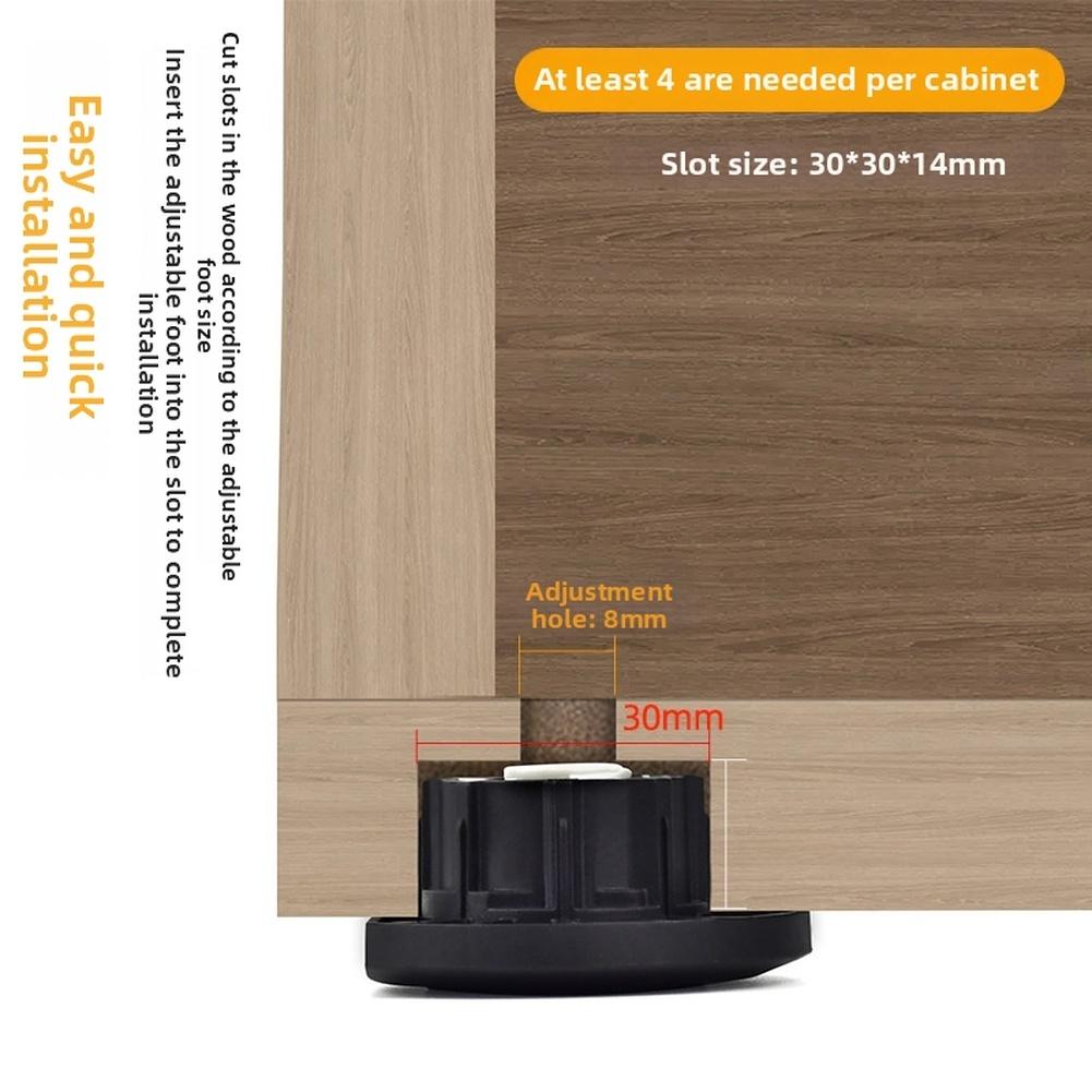 Tool-free Install Cabinet Feet Black Adjustable Cabinet Feet For Furniture Adjustable Height Range For Wardrobes