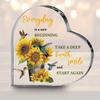Mom/Bestie Gift: Sunflower Acrylic Plaque (Heart) – Christian Flower Bird Sign – Motivational Home/Table Decor.