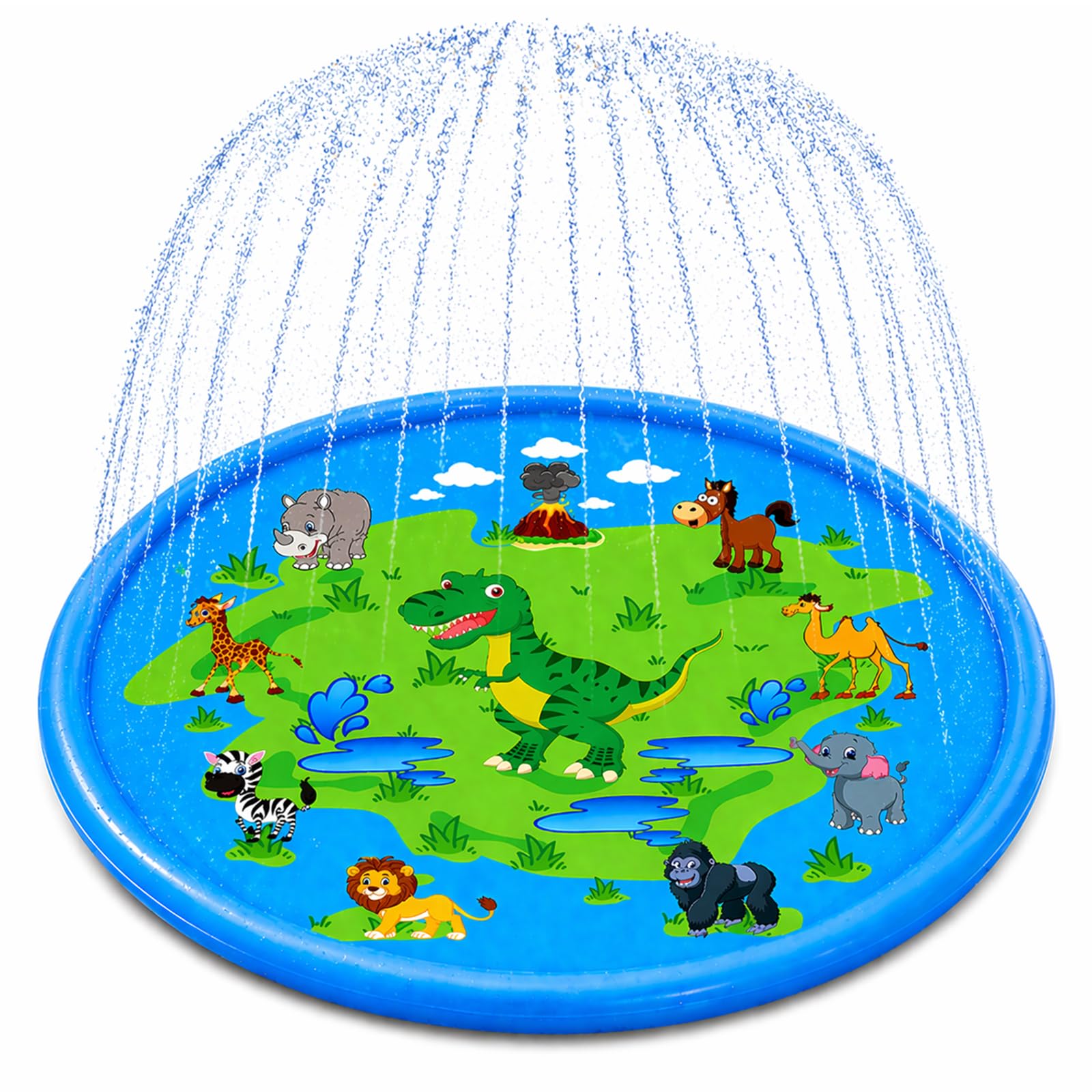 STEEL-LAND Fountain Mat, Fountain Pool, Water Play Toy, 170cm Diameter, Large, for Children, Pets, Home, Dogs, Summer Cooling Mat, Heat Relief, Water