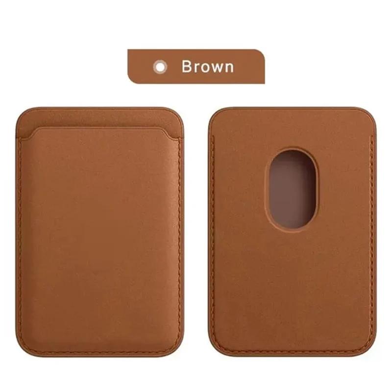 Portefeuille en Cuir avec Porte-Cartes Magnétique pour Téléphone, Coque de Téléphone pour 17 16 16e 15 14 13 12 11 Pro Max Plus, Porte-Cartes Magnétique Magsafe marron