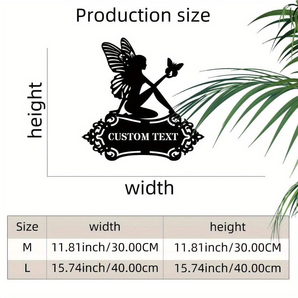 Custom Modern Metal Flower Fairy Wall Decor Personalized Name House Number Indoor Outdoor Home Office Sign TYDZ003936-M