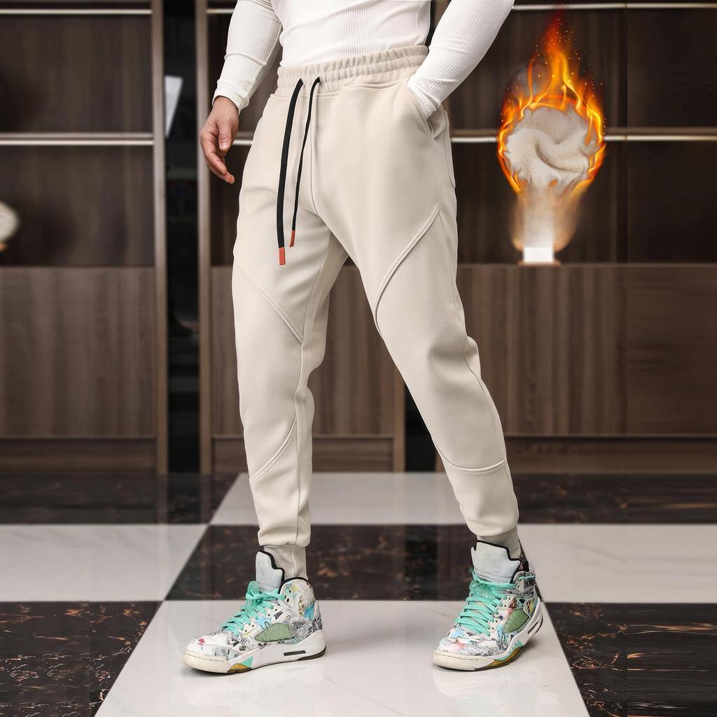 Men's Winter Casual Sports Pants: Loose-Fit, Velvet-Lined, Warm Trousers for Outdoor Running