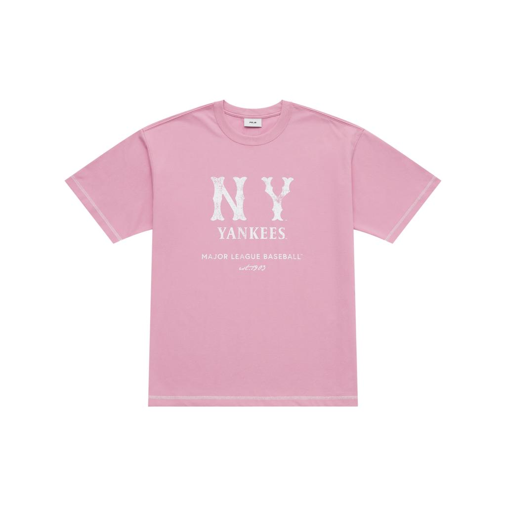 New MLB New York Yankees Basic Collection SS25 T Shirt Unisex Pink 3ATSB1153-50PKP