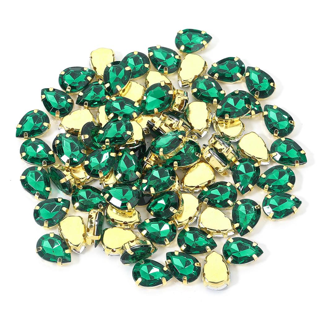 50 Stück/Los Bunte Tropfenform Acryl Aufnäher Strasssteine Mit Goldener Kralle Basis Tropfenform Perlen Für Kleidung Schmuck Dekoration