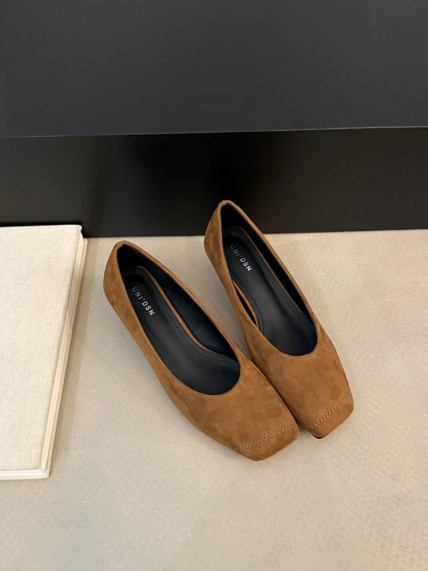 

French kitten heel square head shallow mouth single shoes women s shoes spring and autumn 2025 new suede stiletto evening shoes 39 коричневый