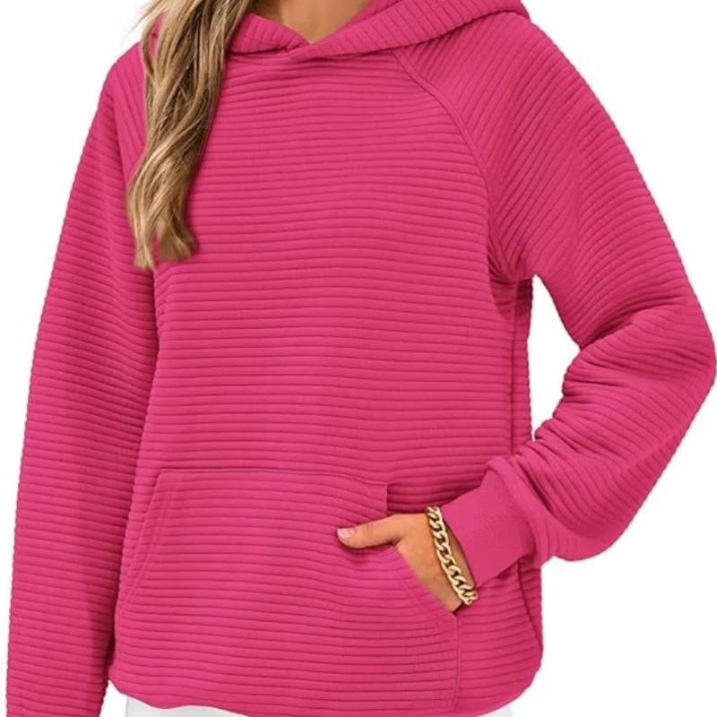 

2026 New Women s Striped Hoodie, Oversized Long Sleeve Casual Sweatshirt with Pocket for Autumn Winter XXL рожевий червоний колір