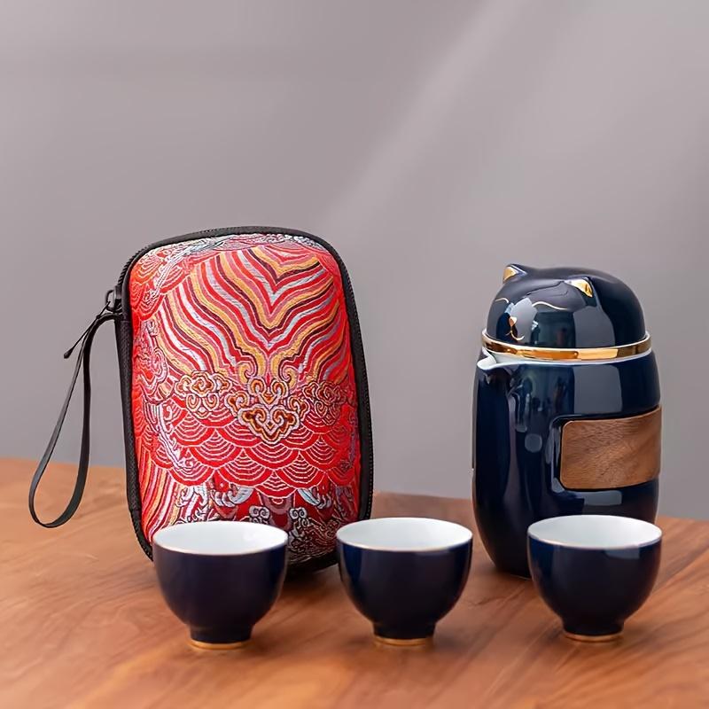 1 Set Ceramic Tea Set Quick Guest Cup Kung Fu Tea Set Portable Travel Outdoor Tea Set Perfect For Home Office Meetings Socializing Outings Meditation