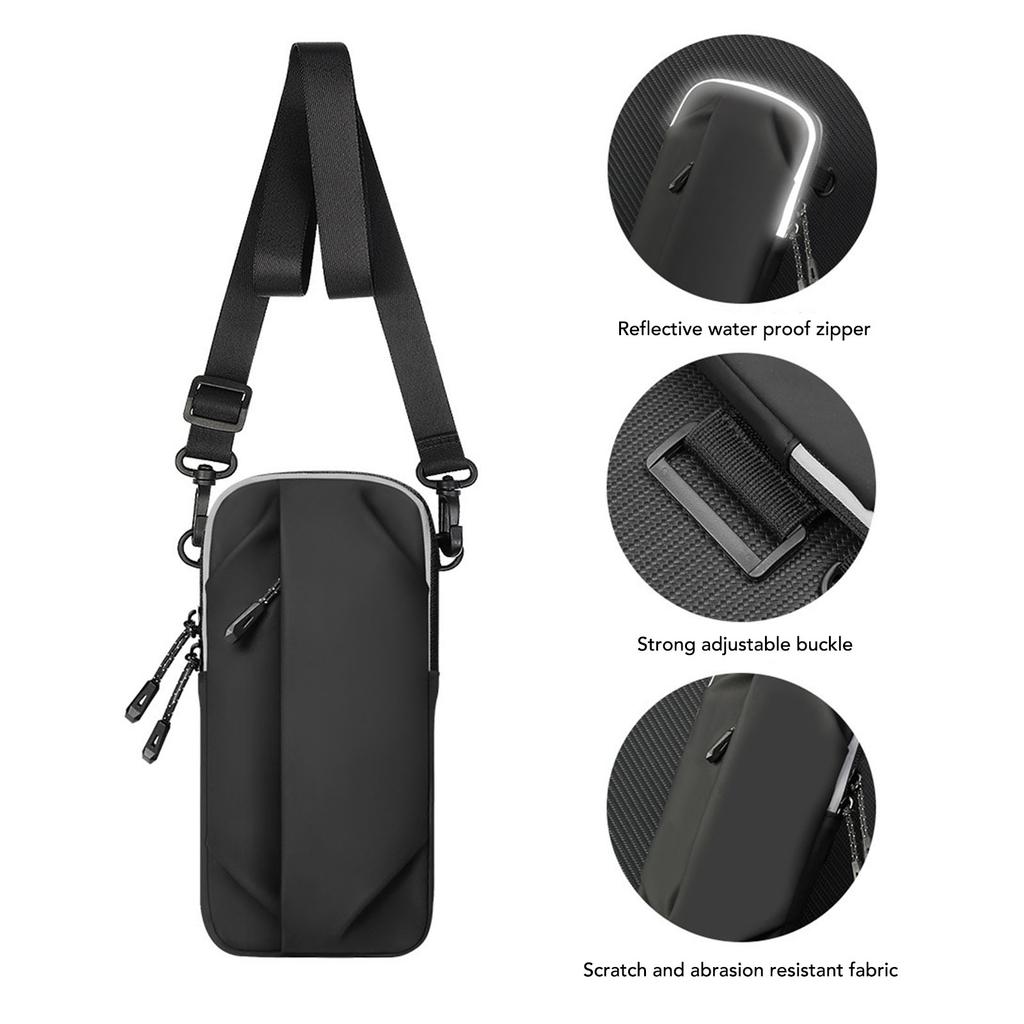 Running Phone Armband Holder Water Proof PU Adjustable Strap Casual Phone Holder Arm Band Black