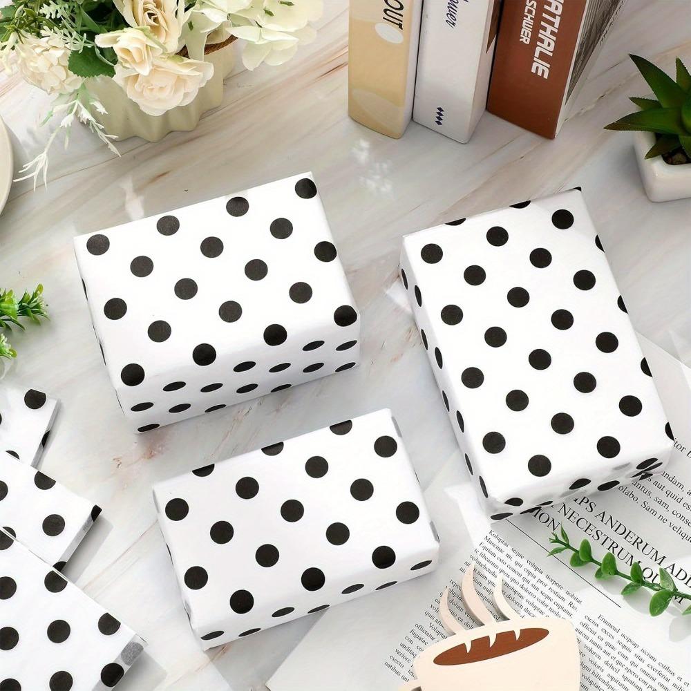 1set/ 50pcs Polka Dot Tissue Paper, Gift Wrapping Paper White Black Art Paper, Birthday Gift, Gift Party DIY Crafts 14 X 20 In