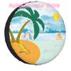 Beach Palm Tree Ship Spare Tire Cover for Jeep Hummer Tropical Blue Ocean SUV RV 4WD Car Wheel Protectors 14" 15" 16" 17" Inch