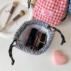 Ins Korean Plaid Drawstring Makeup Bag for Girls Portable Skincare Organizer Travel Organizer Bags Toiletry Bag Drawstring Bags