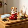 Winter Atmosphere Ornaments Christmas Puppy In Santa Boot Resin Figurine, Cute Dog Holiday Tabletop Decor with Home Decorations Bow Bell Holly,
