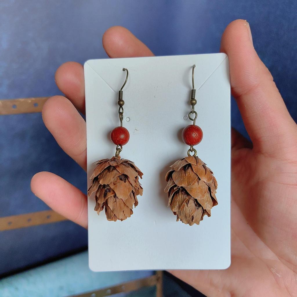 Fruit Earrings - Handmade Natural Dried Fruit Earrings, Retro Chinese Medicine Ethnic Style, for Women.