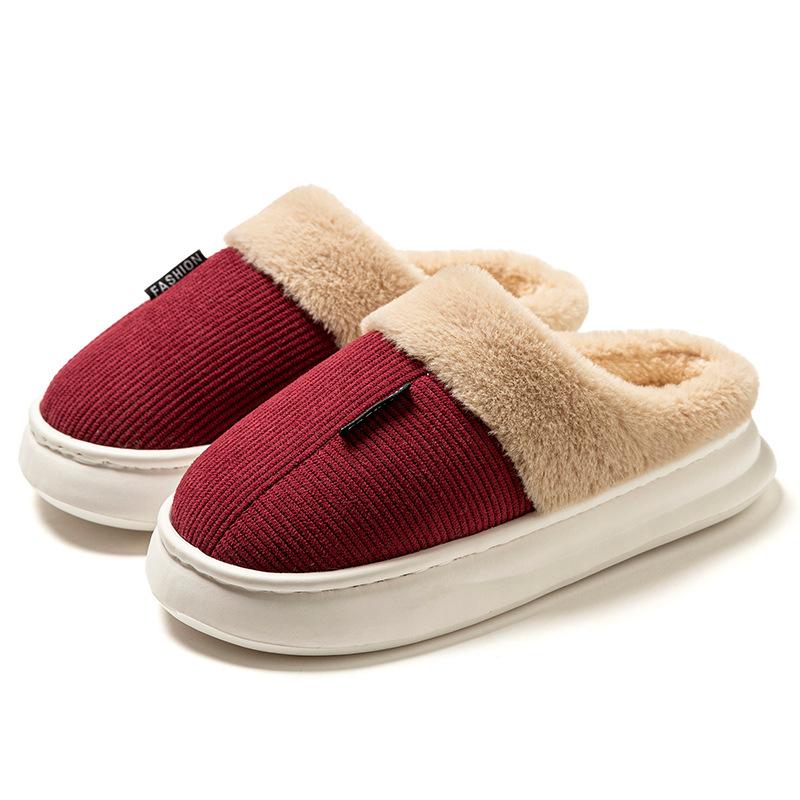 2025 winter new large size cotton slippers home indoor piled thickened warm non-slip comfortable slippers