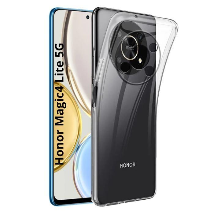 Coque et tour de cou pour Honor MAGIC 4 LITE 5G - TPU Souple Transparent Cordon Noir réglable Phonillico®