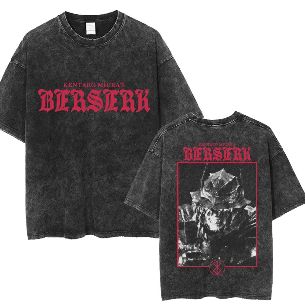 Japan Anime Guts Berserk Guts Wash T-Shirts Swordsman Gatsu Sacrifice Zodd Classic Short Sleeve Oversized Cotton T Shirts