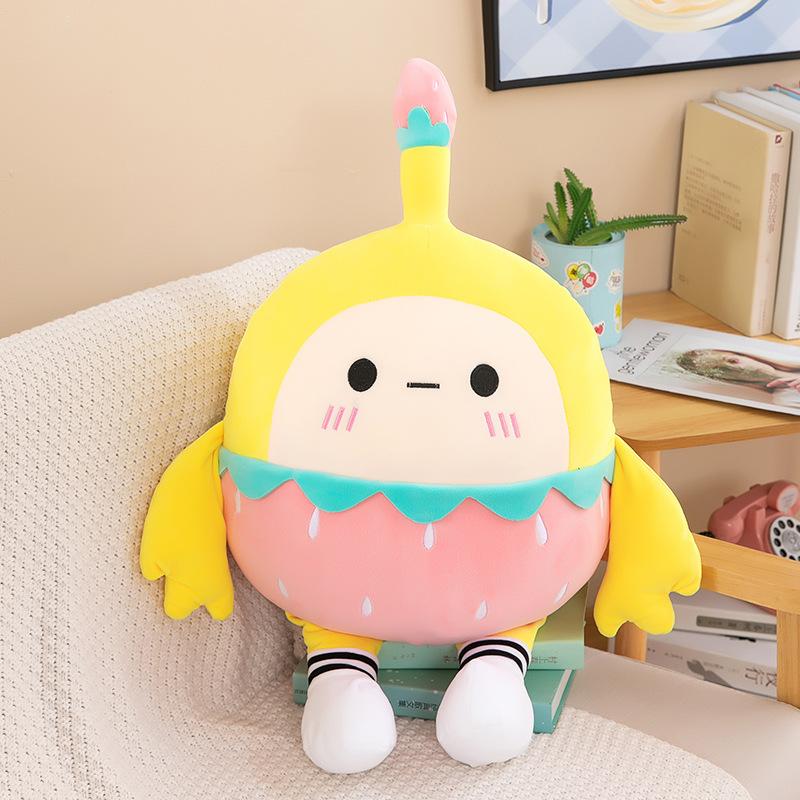 35cm New Transformation Eggman Doll Doll Cross-dressing Shark Strawberry Eggman Plush Toy Healing Gift Companion Comfort Pillow