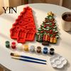 Holiday Party Decorative Crafts Christmas Tree Mold Craft Kit, DIY Casting Painting Kit with Paints Palette And Home Decor Projects Brush, Paint Your