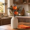 Black And Orange Bouquet Halloween Flowers Decorations, Artificial with Pumpkin Rose Eucalyptus Maple Leaf Autumn Harvest Floral Stems, Indoor