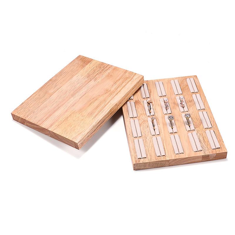 Solid Wood Jewelry Display Tray Ring Earrings Plate Earing Card Jewelry Counter Display Props Rack  Jewelry Boxes and Packaging