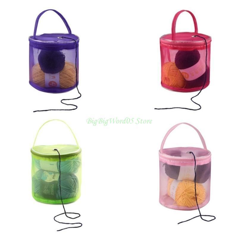 24TE Empty Mesh Yarn Bag Portable Knitting Yarn Balls Baskets Crochet Thread Sewing Accessories Storage Tote Bags
