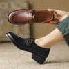 Fashion 2024 Spring Women Shoes Round Toe Chunky Heel Women Pumps Shoes for Women Genuine Leather Loafers Ladies Shoes Zaptos Mujer