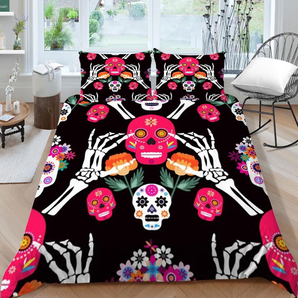 Skull Style Bedding Sets 3D Home Bedclothes Breathable Pillowcase Polyester Teen Children Highend Duvet Cover