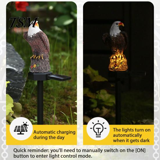 Garden Gifts for Landscaping Lovers Eagle Solar Light, Outdoor Waterproof LED Light with Villa Courtyard Decorative Fixtures Stake, Bald Lawn Pathway