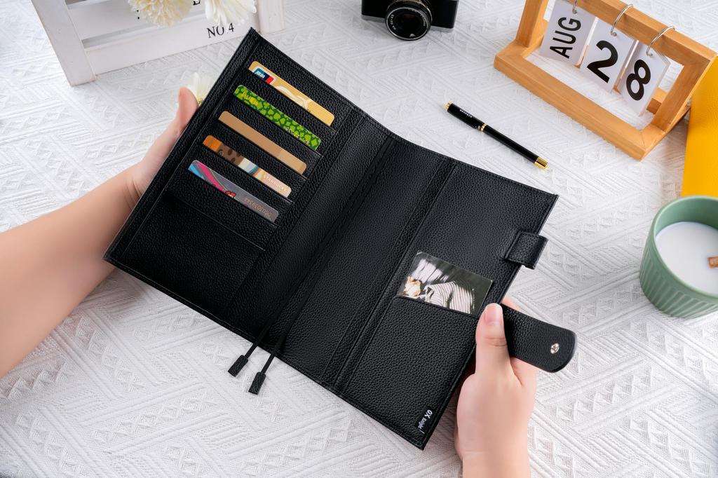 A5 Genuine Leather Notebook Compatible with Hobonichi Premium Planner Cover with Pen Card Bookmark and Snap Business Gift Cover, Cousin, Holder,