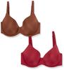 Full Cup Bra for D90 [Amazon Essentials] 2-pack Women, Chocolate/burgundy