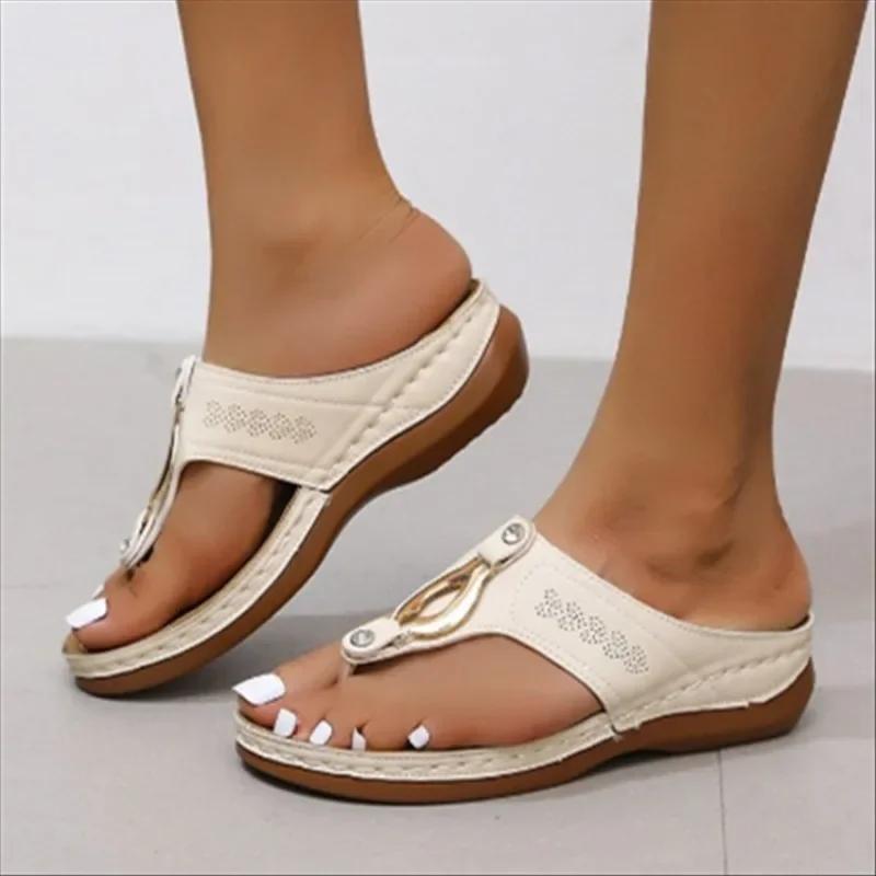 2025 New Women Slippers Summer Ladies Flip-flops Wedges Open Toe Platform Sandals Holiday Casual Slip on Beach Shoes for Women