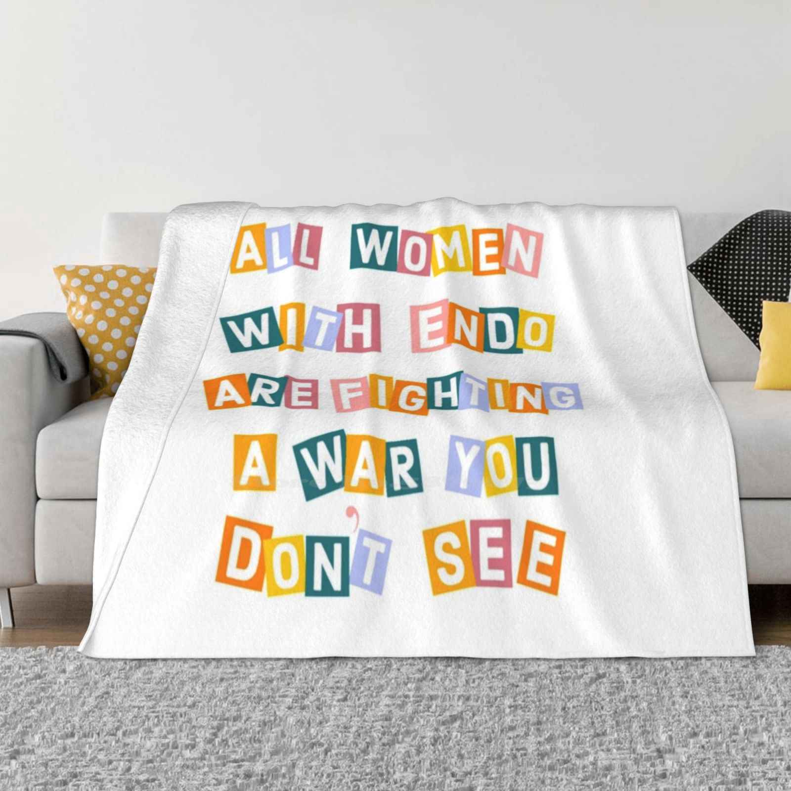 

All Women With Endo Are Fighting A War You Don T See Hot Sale Printing High Qiality Warm Flannel Blanket Pcos Endo Warrior 30x40in
