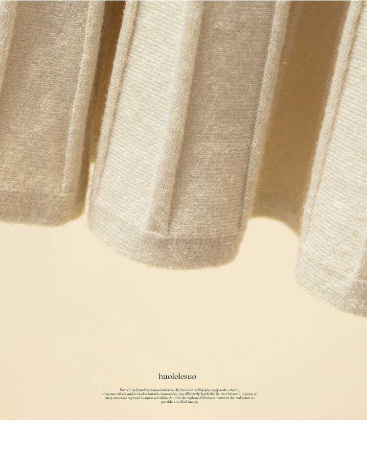 Women's High Waist Wool Knit A-Line Pleated Midi Skirt - Autumn/Winter Slimming Umbrella Hem