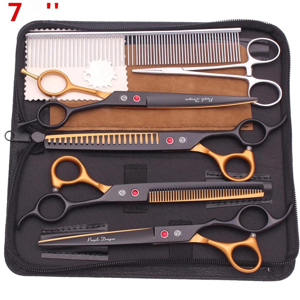 7,5'' Professionelle Tierpflege Schere Haarschneide Fischgräten Ausdünnungs Kamm Hämostaten Pinzette Japan 440C Set Für Hund Katze Z3088